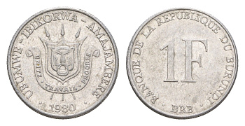 Бурунди 1 франк 1980 KM 19 алюминий aUNC 4649-433