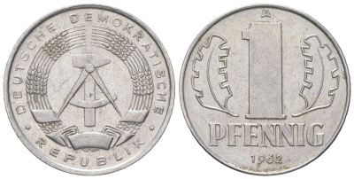 ГДР 1 пфенниг 1962 A KM 8.1 алюминий aUNC 206-511