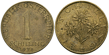 Австрия 1 шиллинг 1978 KM 2886 алюминиевая бронза 4138-434