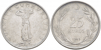 ТУРЦИЯ 25 КУРУШ 1965 KM 892.2 сталь 4529-1212