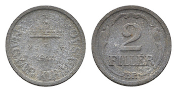 Венгрия 2 филлера 1944 BP KM 519 цинк 4664-916