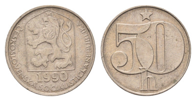 Чехословакия 50 геллеров 1990 KM 89 медно-никель 4702-545