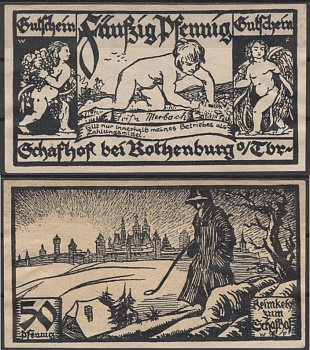 Ротенбург на Таубере 50 пфеннигов 1921 Grabowski 1141.1b-3/4 бумага UNC (пресс) 2193-46-2-1