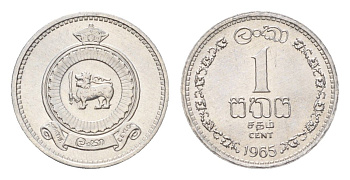 Цейлон 1 цент 1965 KM 127 алюминий UNC 4528-556
