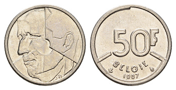 Бельгия 50 франков 1987 Belgie, Бодуэн I (1951-1993) KM 169 никель 3459-912