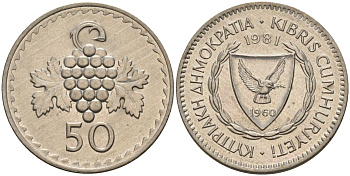 Кипр 50 милей 1981 KM 41 медно-никель 4141-456