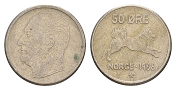 Норвегия 50 эре 1966 Улаф V (1957-1991) KM 408 медно-никель 4635-434
