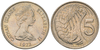 Каймановы острова 5 центов 1972 KM 2 медно-никель UNC 4618-1251