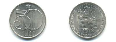 ЧЕХОСЛОВАКИЯ 50 ГЕЛЛЕРОВ 1979 СОЦИАЛИСТИЧЕСКАЯ РЕСПУБЛИКА KM 89 медно-никель 89-1832