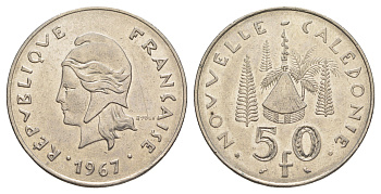 Новая Каледония 50 франков 1967 KM 7 никель aUNC 4185-1224