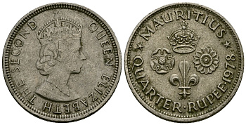 Маврикий 1/4 рупии 1978 Елизавета II (1952- ) KM 36 медно-никель 4564-727