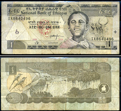 Эфиопия 1 быр ED 2000 AD 2008 Pick 46 e бумага 8592-10-1-1