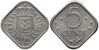Нидерландские Антилы 5 центов 1977 Юлиана (1948-1980) KM 13 медно-никель 4576-1244