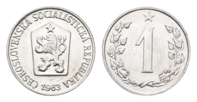 Чехословакия 1 геллер 1963 Социалистическая Республика KM 86 алюминий  UNC  M69-20