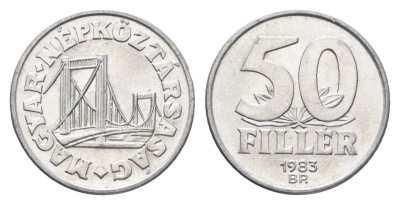 Венгрия 50 филлеров 1983 BP мост Елизаветы в Будапеште KM 574 алюминий UNC 4668-264