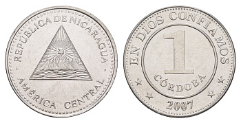 Никарагуа 1 кордоба 2007 KM 101 сталь плакированная никелем UNC 4641-357