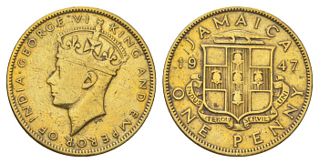 Ямайка 1 пенни 1947 KM 32 никель латунь 4628-544