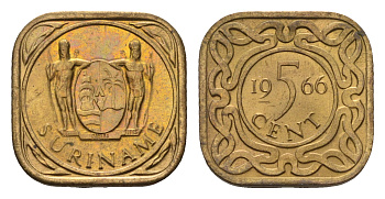 Суринам 5 центов 1966 KM 12.1 никель-латунь UNC 3458-1219