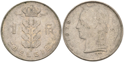 Бельгия 1 франк 1970 Belgie KM 143.1 медно-никель    4592-1144