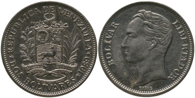 Венесуэла 2 боливара 1989 Combinations : 1 + A, Caracas mint KM 43a.2 сталь плакированная никелем 4529-335