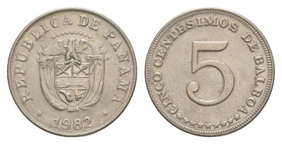 Панама 5 сентесимо 1982 KM 23.2 медно-никель UNC 4643-1258