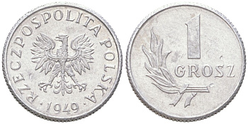 Польша 1 грош 1949 Y 39 алюминий UNC 4614-558