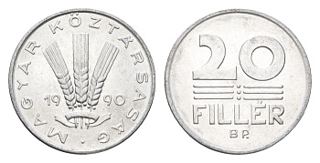 Венгрия 20 филлеров 1990 BP KM 676 алюминий 4664-1263