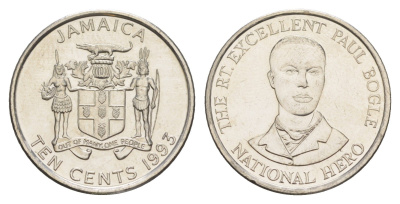 Ямайка 10 центов 1993 KM 146.1 сталь плакированная никелем UNC 4652-555