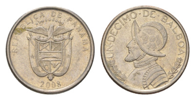 Панама 1/10 бальбоа 2008 KM 127 медь плакированная медно-никелем 4627-717