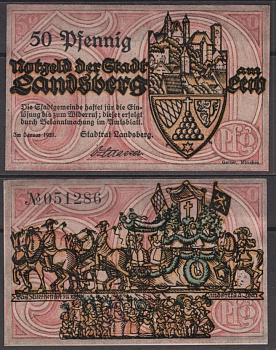 Ландсберг 50 пфеннигов 1921 DeNG 2 762.1.2 бумага UNC (пресс) 8608-10-3-2