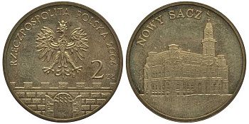 Польша 2 злотых 2006 MW, серия польские города, Новы-Сонч (NOWY SAGZ) KM 573 латунь 114-312