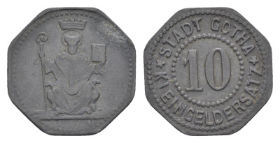 Гота 10 пфеннигов ND Funck 166.2, Men18 11731.3 цинк 4528-636