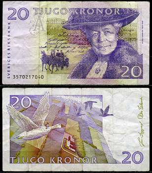 Швеция 20 крон 2003 Сельма Лагерлеф Pick 63 b бумага 7554-14-2-1