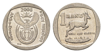 ЮАР 1 ранд 2008 KM 444 медь плакированная никелем 4627-516