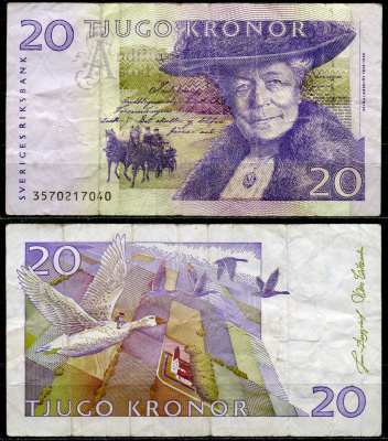 Швеция 20 крон 2003 Сельма Лагерлеф Pick 63 b бумага 7554-14-2-1
