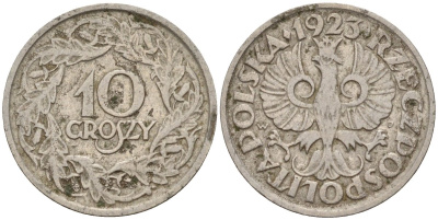 Польша 10 грошей 1923 Y 11 никель 4596-531
