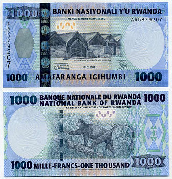 Руанда 1000 франков 2004 национальный музей, обезьяна Pick 31 бумага UNC (пресс) 448-113-1