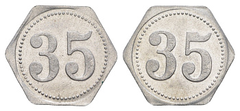Германия жетон в 35 пфеннигов для приобретения "стакана пива" ND размер 21,5x21,5 мм, вес 0,97 гр алюминий UNC 4638-916
