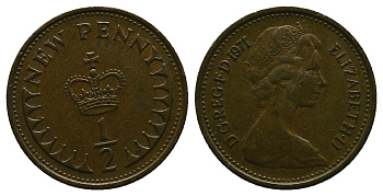 Великобритания 1/2 пенни 1971 Елизавета II (1952-2022) KM 914, Spink 4239 бронза 4384-737