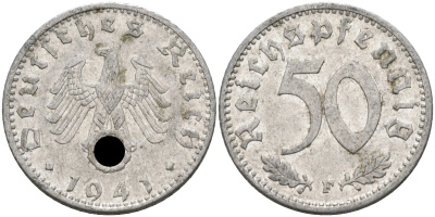 Германия 50 рейхспфеннигов 1941 F KM 96, J. 372 алюминий 4586-222