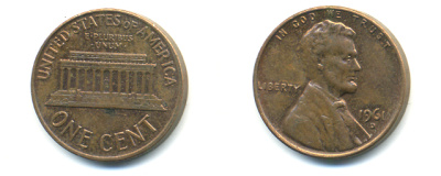 США 1 цент 1961 D, Авраам Линкольн KM 201 медь цинк 86-158