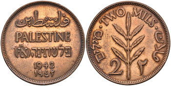 Израиль, Палестина 2 милса 1942 Британская администрация KM 2 бронза 4587-1045