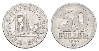 Венгрия 50 филлеров 1967 BP KM 574 алюминий 4647-717