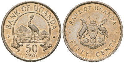 Уганда 50 центов 1976 KM 4a сталь плакированная медно-никелем UNC 4618-432