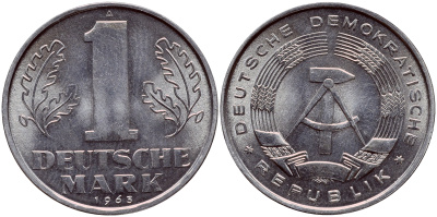 ГДР 1 МАРКА 1963 А KM 13 алюминий UNC 1523-124