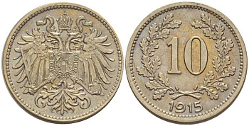 АВСТРИЯ 10 ГЕЛЛЕРОВ 1915 АВСТРО-ВЕНГЕРСКАЯ ИМПЕРИЯ KM 2822 никель 201-345