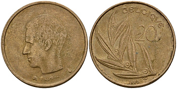 Бельгия 20 франков 1993 Belgique, Бодуэн I (1951-1993) KM 159 никель бронза 4601-356