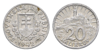 Словакия 20 геллеров 1942 KM 4a алюминий 4632-447