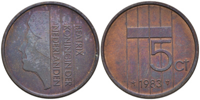 НИДЕРЛАНДЫ 5 ЦЕНТОВ 1983 KM 202 бронза 4563-737