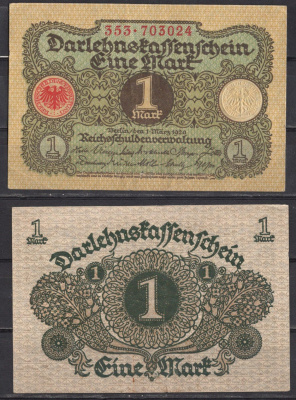 Германия 1 марка 1920 Pick 58 бумага 2192-61-2-1
